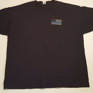 Men Black T Shirt 3XL Pre Owned Blue Lives Matter